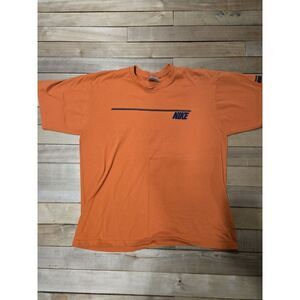 Y2K VTG Nike Orange Striped Swoosh‎ 90s Tee XL
